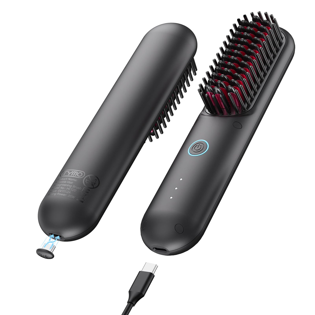 TYMO Porta ECO cordless straightener brush for smooth on-the-go styling.