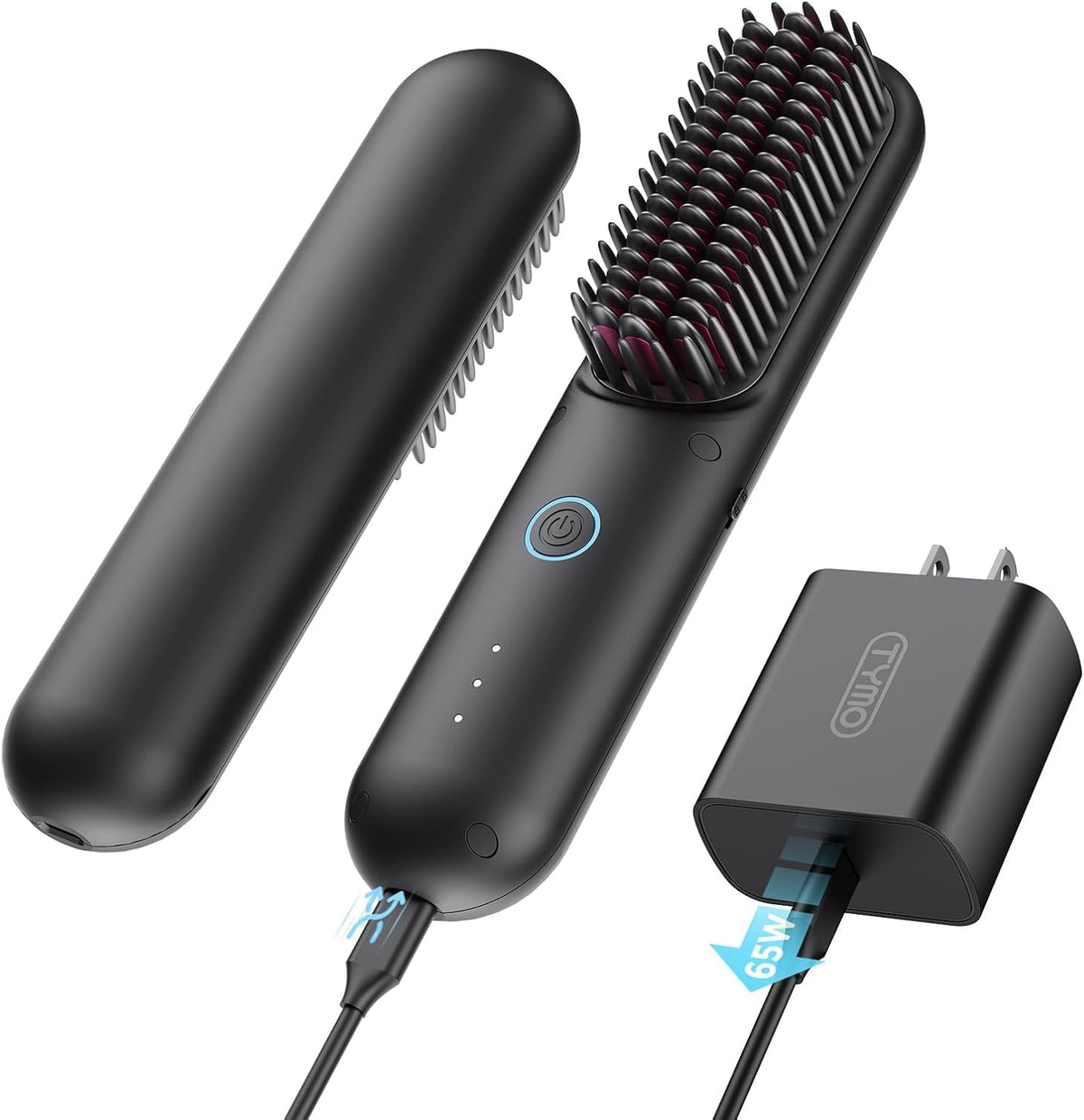 TYMO Porta Pro cordless brush shown for on-the-go styling