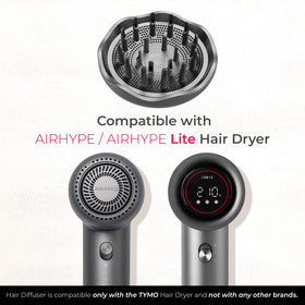 TYMO contoured diffuser near roots boosts volume and lift.