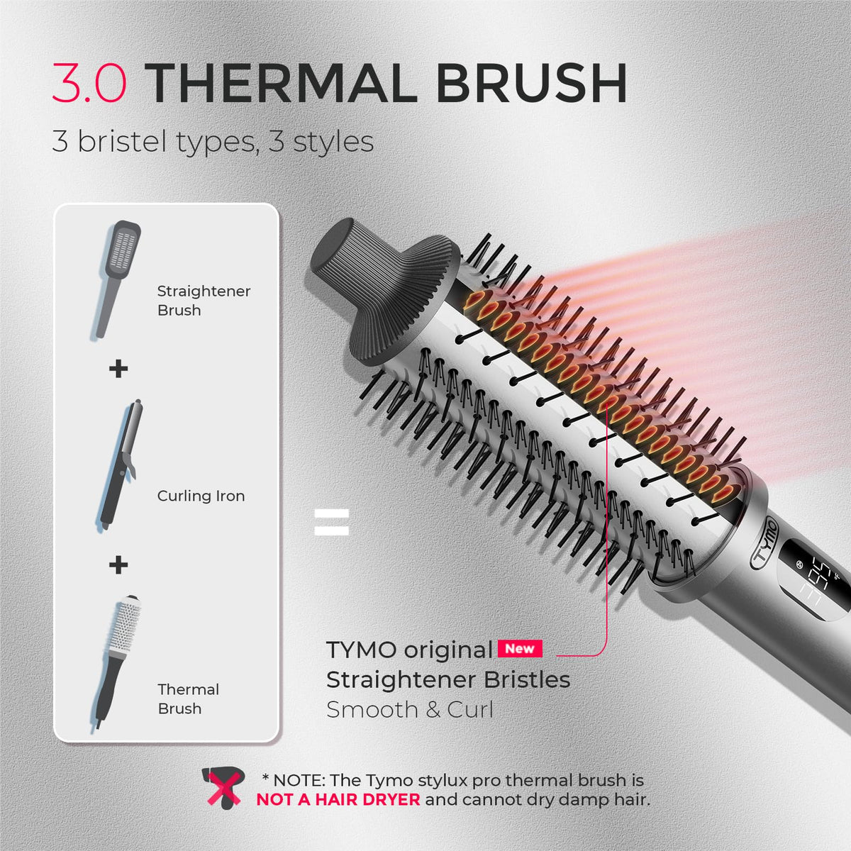 TYMO Stylux Pro 1.5-inch barrel for curling and straightening with ease.
