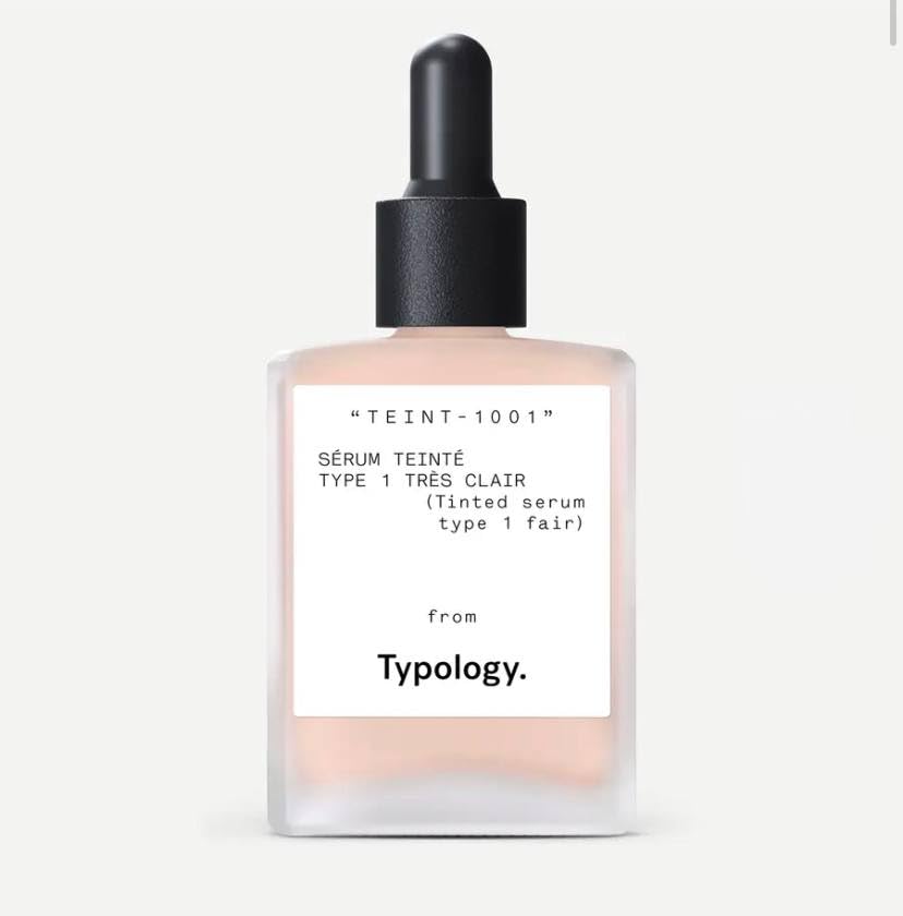 Typology Tinted Serum Type 1 Fair bottle close-up showing lightweight hydration