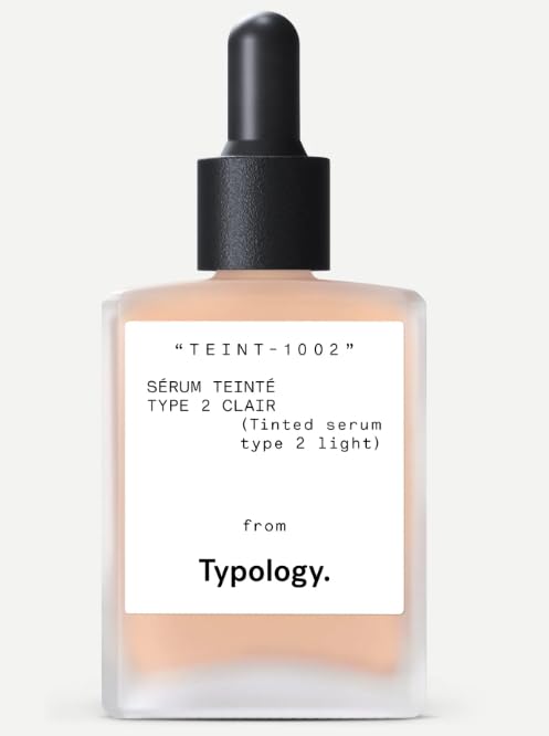 Typology tinted serum vial with dropper for precise, clean application.