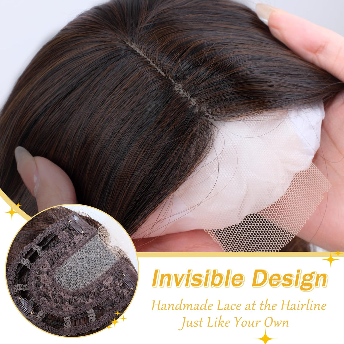 TYQ hair toppers curly-wavy texture blends with natural hair for a soft, realistic look.