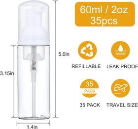 Tzirci 2oz clear foam bottles ideal for samples and daily routines.