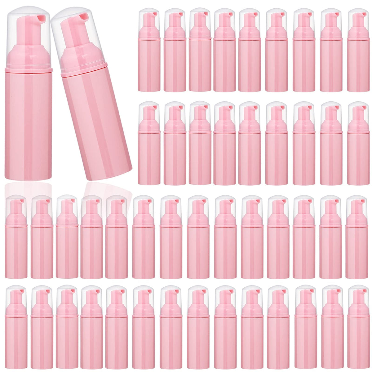 Tzirci 2oz pink foam pump bottles pack for travel and samples.