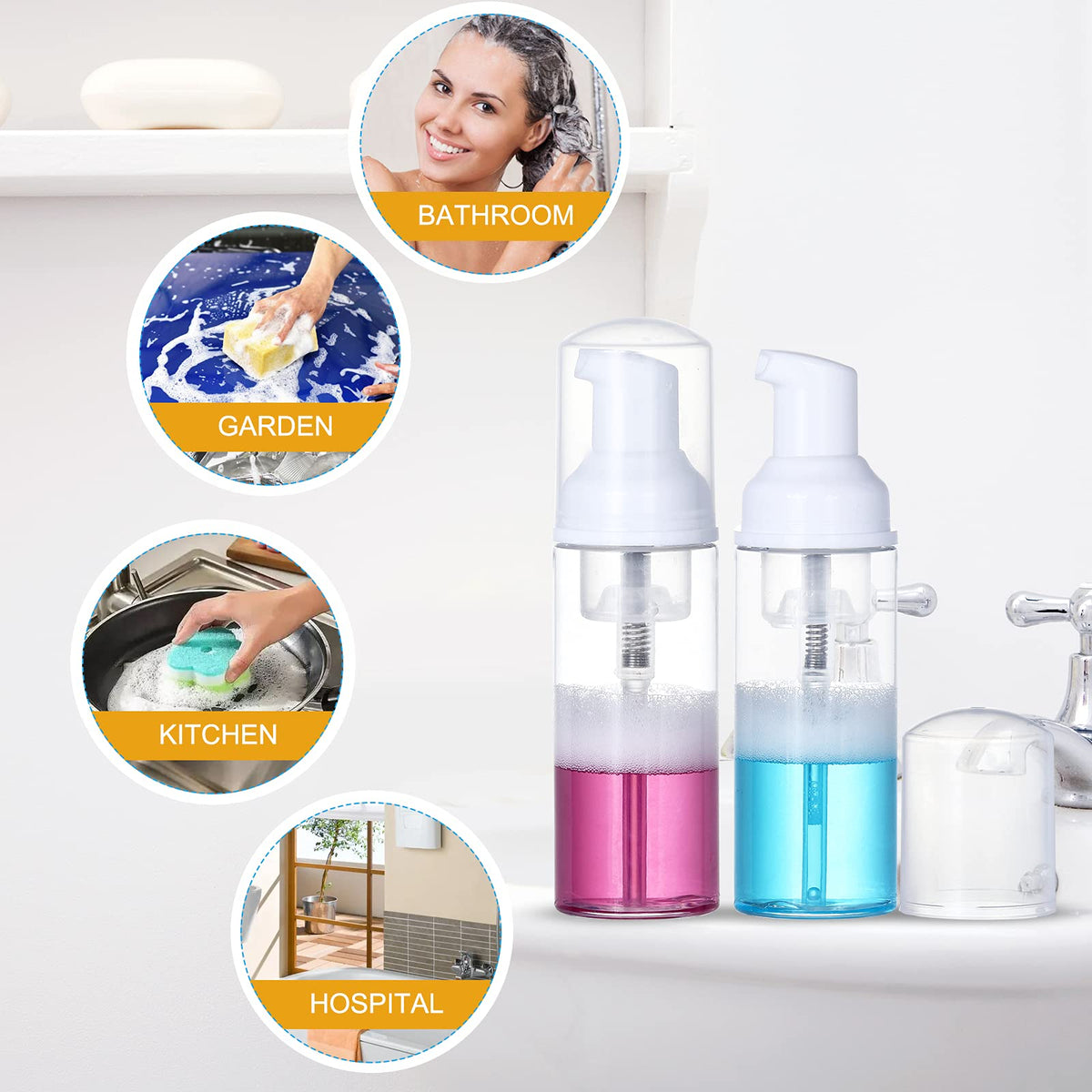 Tzirci foaming bottles perfect for hand soap, lash shampoo, and foaming cleansers.