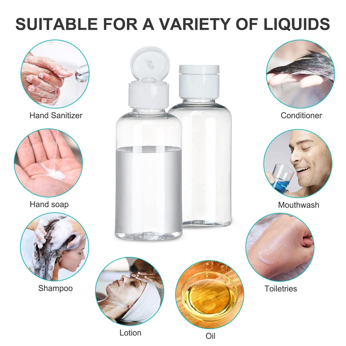 Tzirci clear bottles help keep toiletries organized while traveling