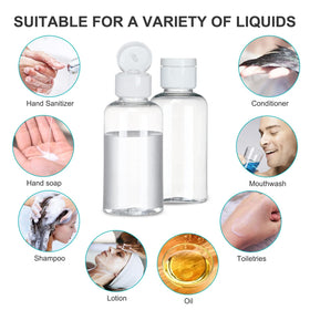 Tzirci clear bottles help keep toiletries organized while traveling