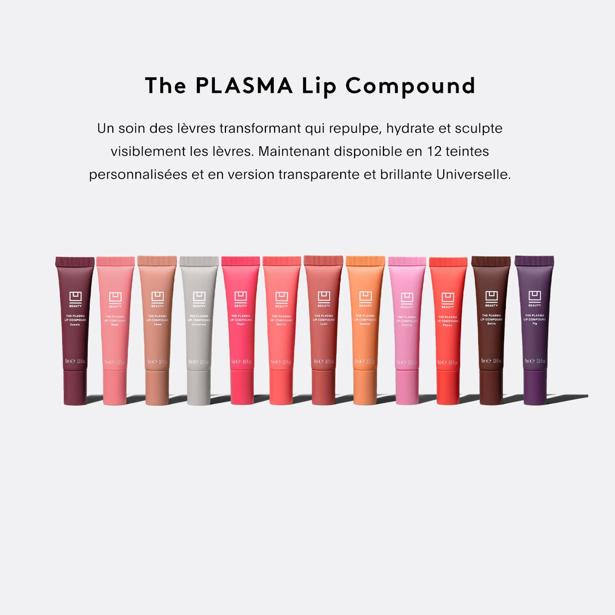 U Beauty PLASMA Lip Compound applied for smooth, hydrated lips.
