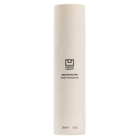 U Beauty Resurfacing Body Compound bottle showing premium texture for silky skin.