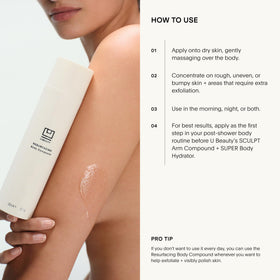 Before-after close-up of keratosis pilaris texture with U Beauty compound.