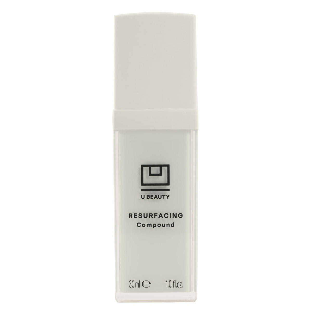 U Beauty Resurfacing Compound Serum bottle close-up for radiant, even-toned skin.