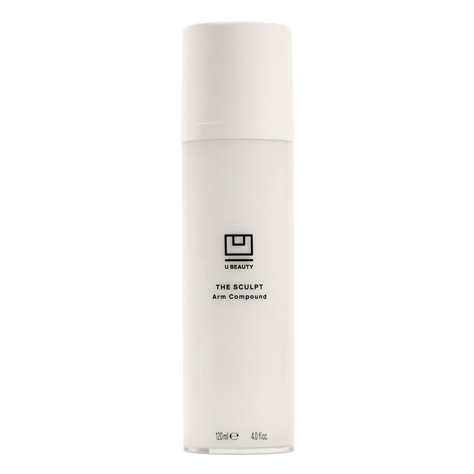U Beauty SCULPT Arm Compound bottle close-up for premium firming routine.