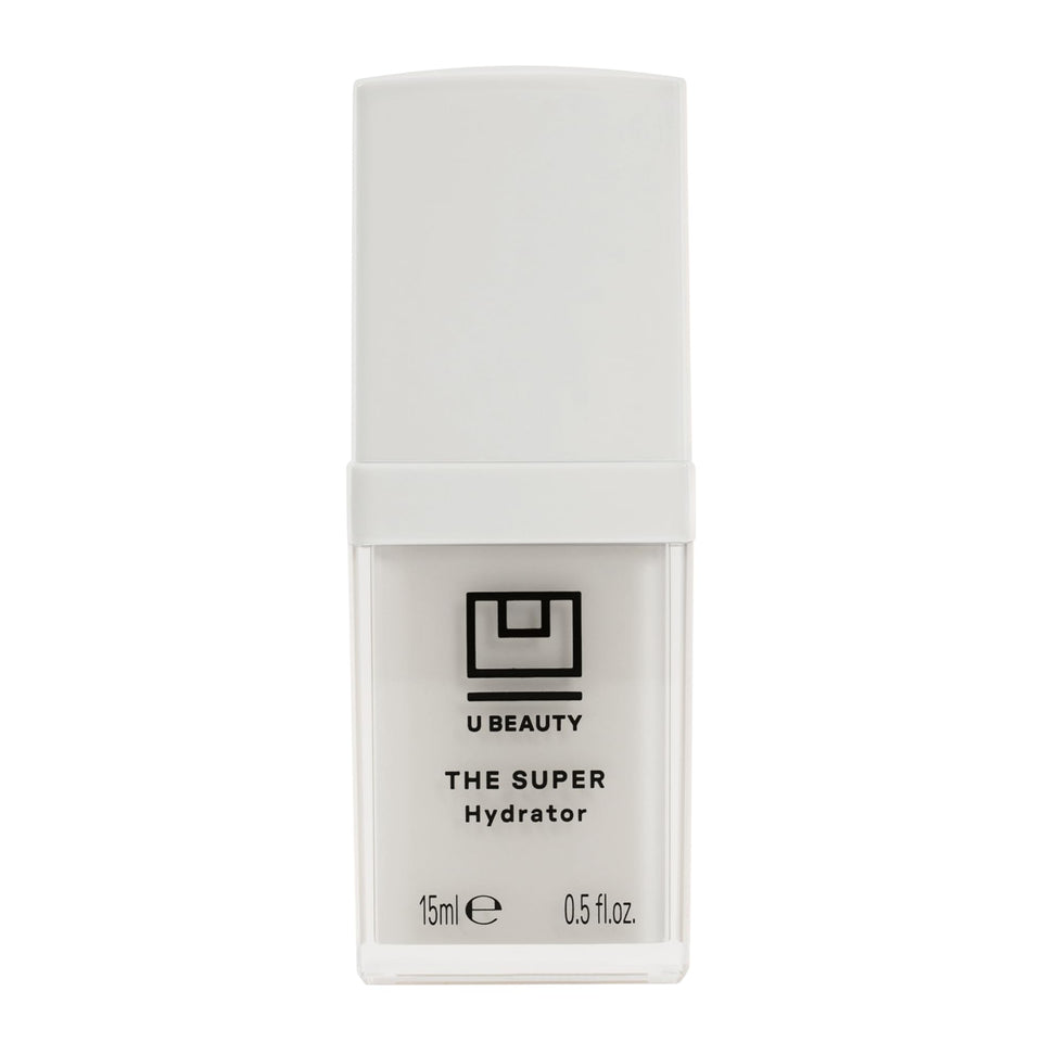 U Beauty The SUPER Hydrator bottle closeup highlighting premium hydration up to 48 hours