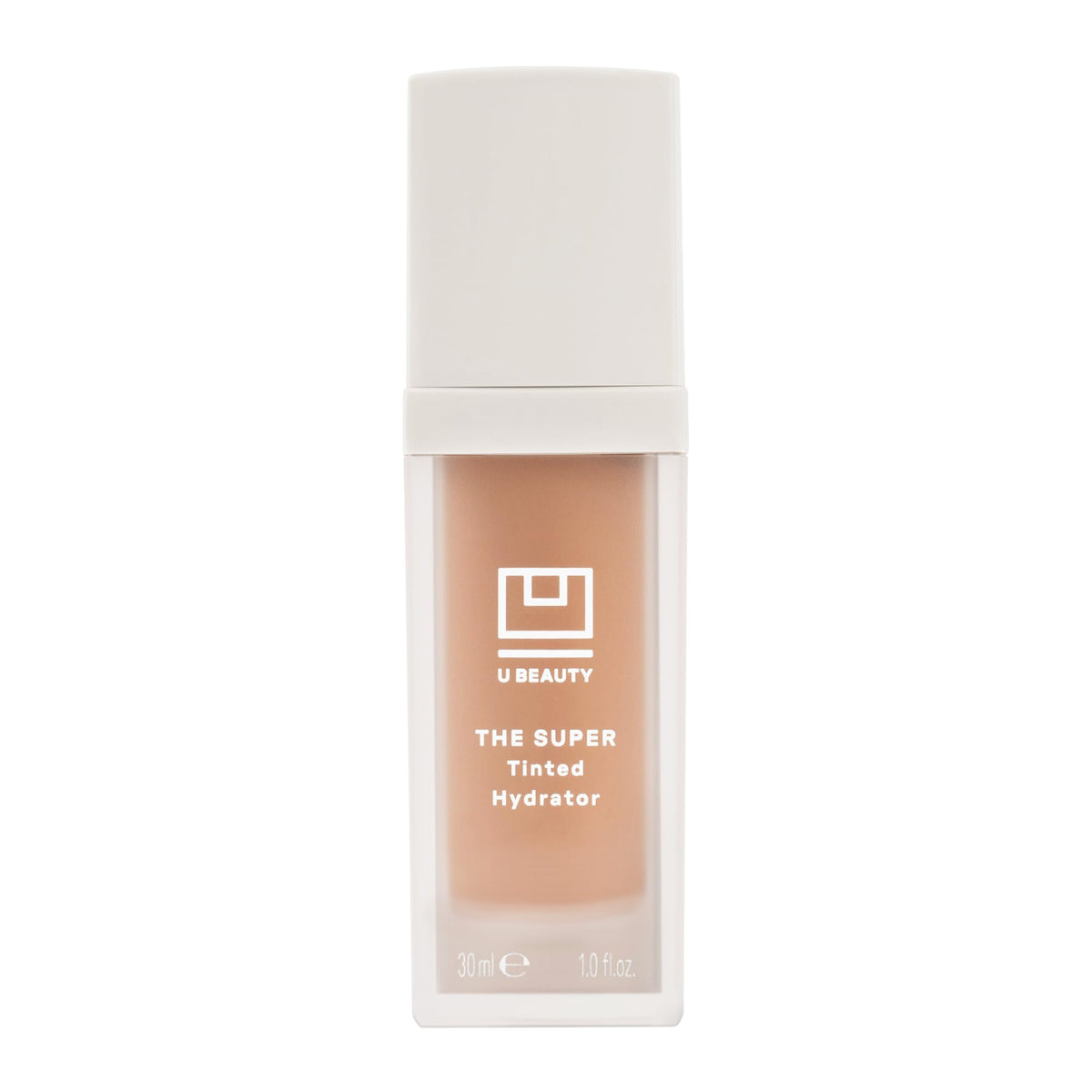 U Beauty Super Tinted Hydrator bottle highlights easy hydration and radiant skin