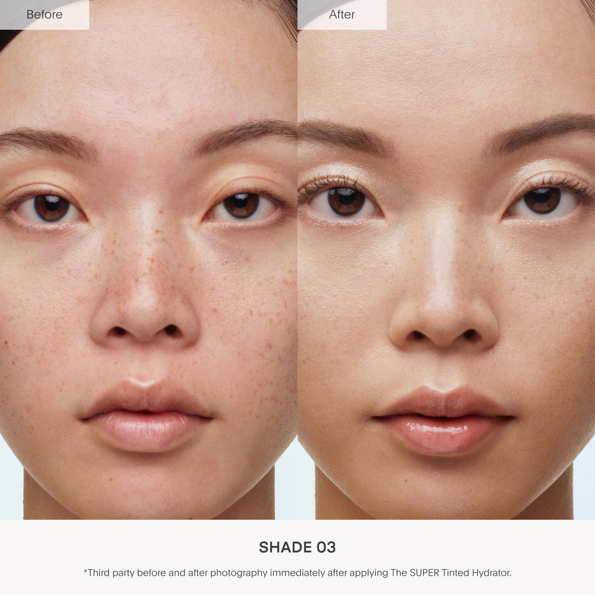 U Beauty The Super Tinted Hydrator swirl application demonstrates seamless second-skin color blending.