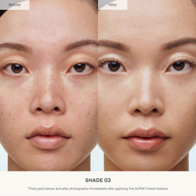 U Beauty The Super Tinted Hydrator swirl application demonstrates seamless second-skin color blending.
