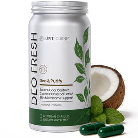 U+FITJOURNEY Deo Fresh bottle with 60 capsules for daily internal deodorant.