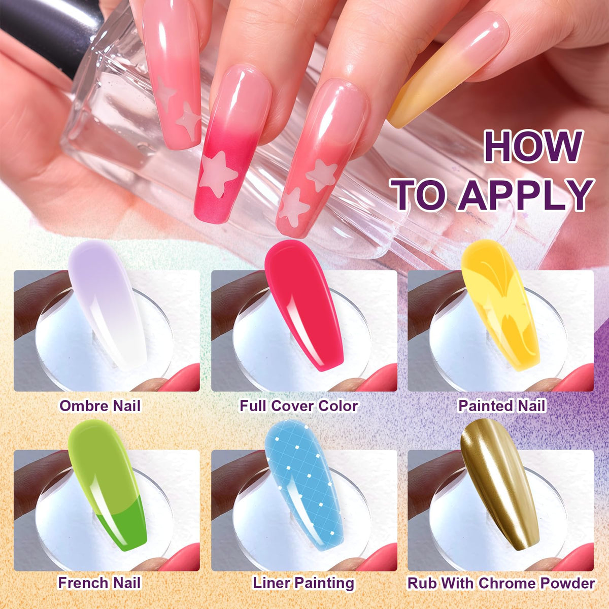 U-Shinein gel layered with chrome powders for a reflective finish.