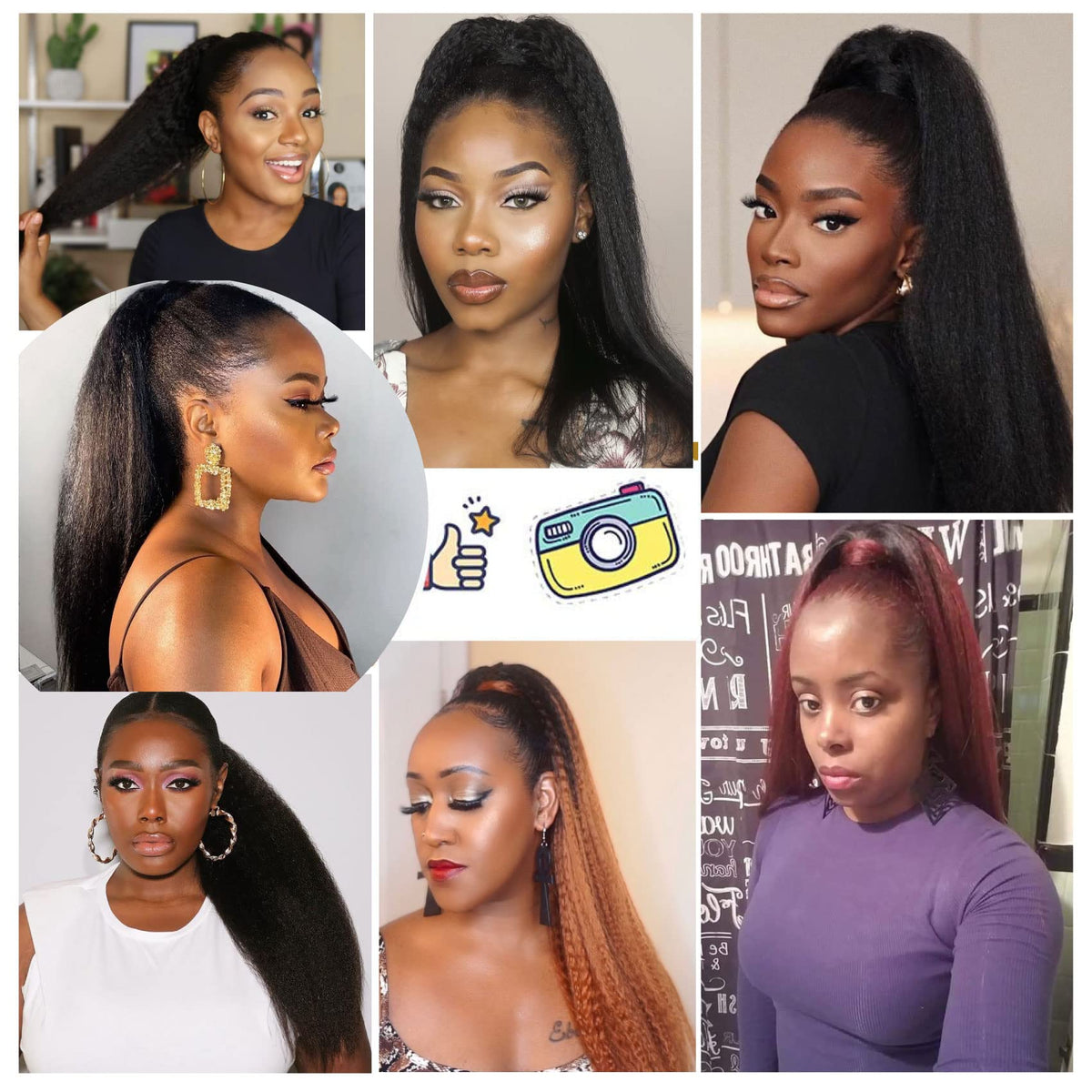 UAmy hair 1B black ponytail for travel, parties, and daily outfits.