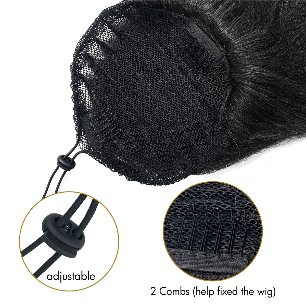 UAmy hair clip-in attachment secures bun for quick, versatile styling.