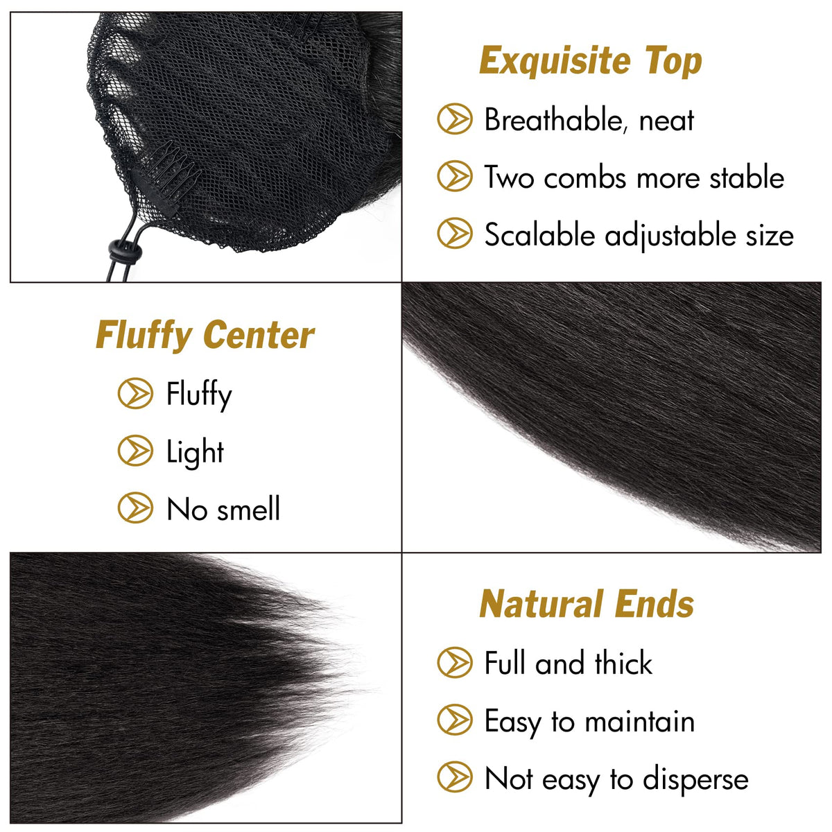 UAmy hair Lightweight ponytail attachment for comfortable wear.