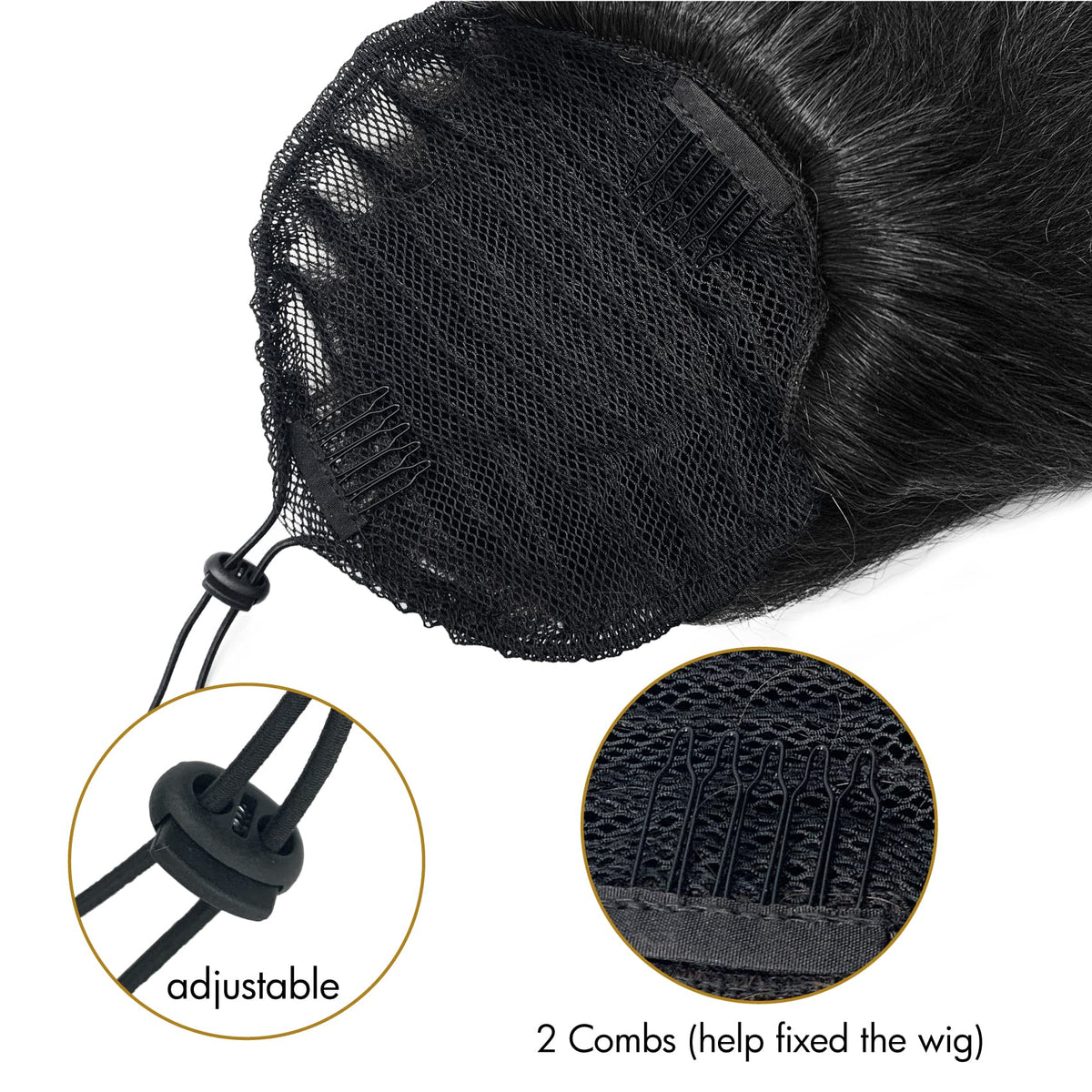 UAmy hair Shoulder-length yaki straight ponytail for versatile styles.