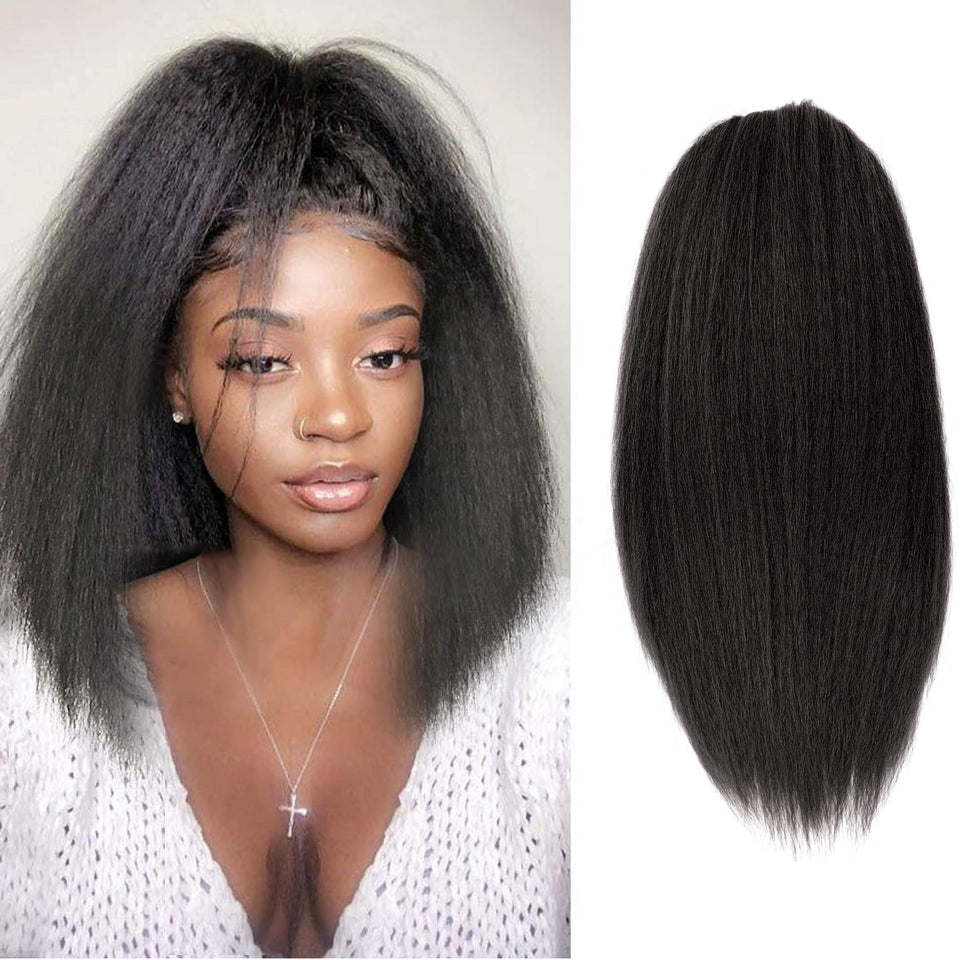 UAmy hair Yaki straight drawstring ponytail 16inch for fuller daily look.