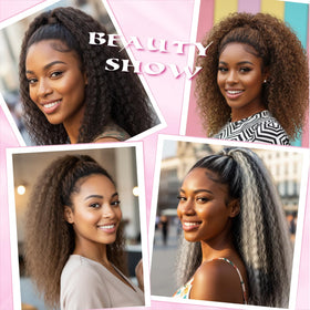 UAmy Hair drawstring clip ponytail attachment closeup improves secure fit and quick styling.