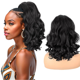 UAmy Hair long natural black drawstring ponytail 18in adds instant length and fullness.