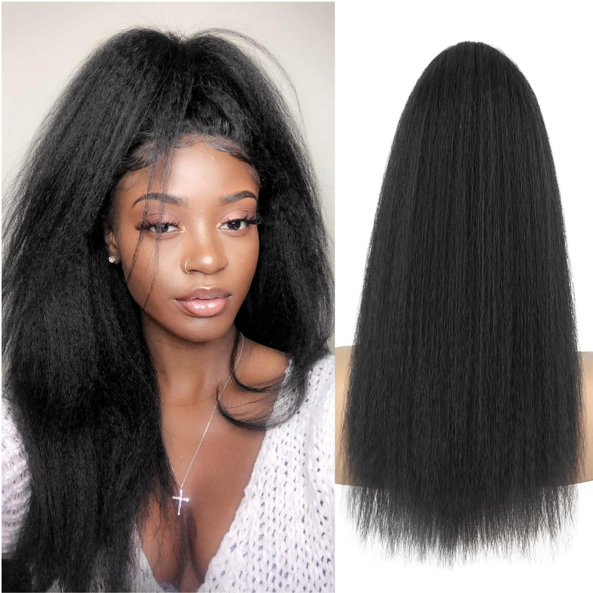 UAmy hair Long Yaki Straight Ponytail 20inch wrap-around for glamorous volume.