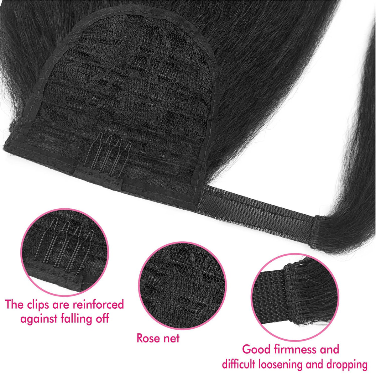 UAmy hair Natural black 1B color blends with dark tones.
