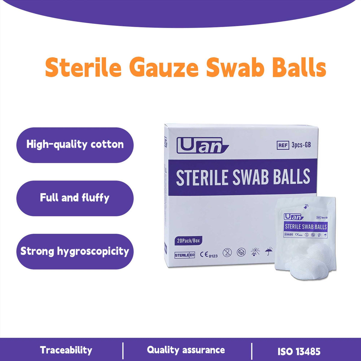 UAN gauze sponges made from 100 percent cotton for gentle cleaning