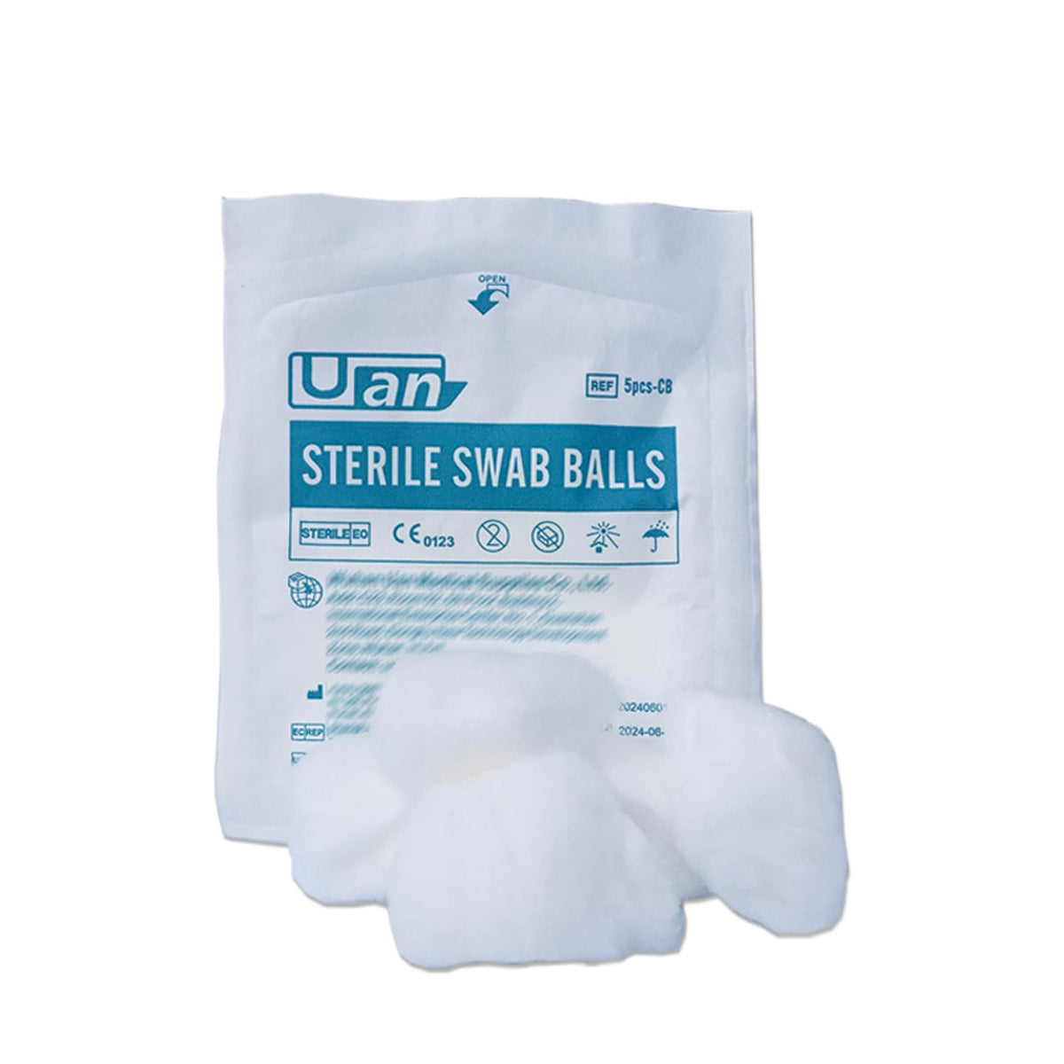 UAN gentle cotton balls for sensitive skin care during wound care.