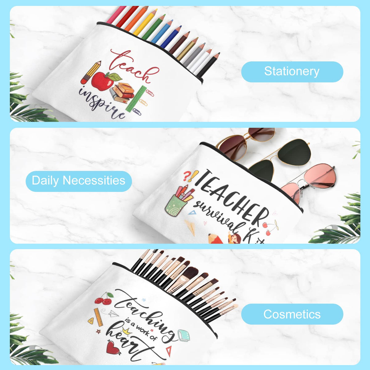 UAREHIBY canvas cosmetic bag style 4, ideal gift for teachers.