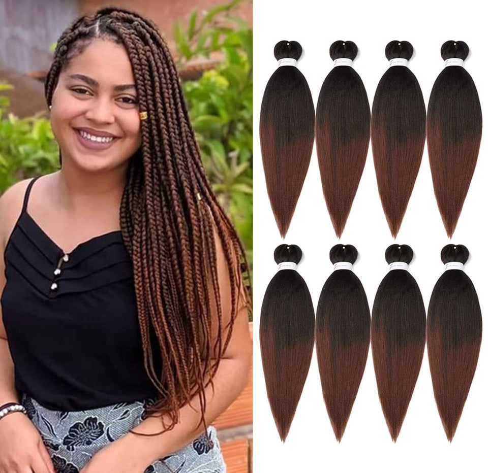 Ubeleco 8 packs pre-stretched braiding hair in ombre, ideal for quick protective styles.