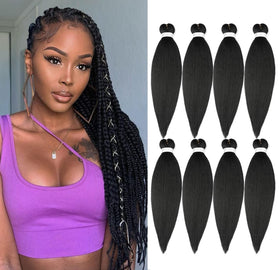 Ubeleco pre-stretched braiding hair, 20 inch, eight packs, smooth fiber for quick installs.