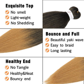 Ubeleco ombre 24in braiding hair in 1B/27 demonstrates bold color transition