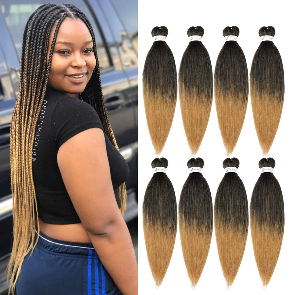 Ubeleco pre stretched braiding hair 24in ombre 1B/27 ideal for quick DIY box braids