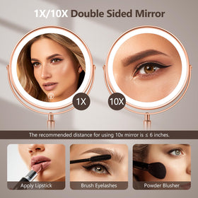 UBYMET 360-degree rotation makeup mirror with dual sides for quick angle changes