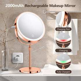 UBYMET rechargeable makeup mirror with USB charging for cordless use