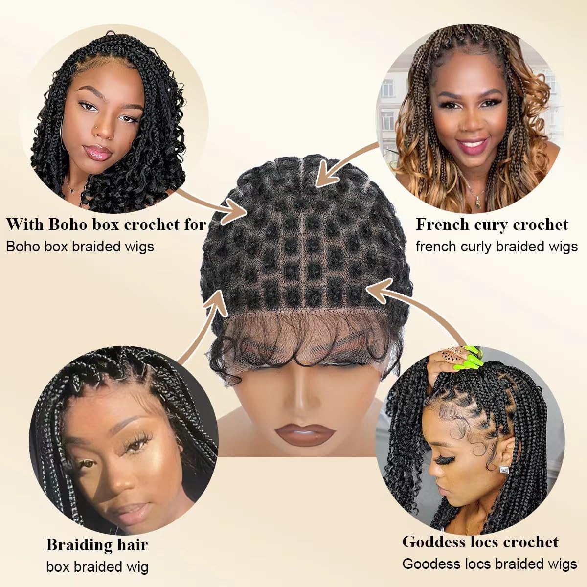 UCABEWEL double full lace crochet cap back view with adjustable fit and secure clips