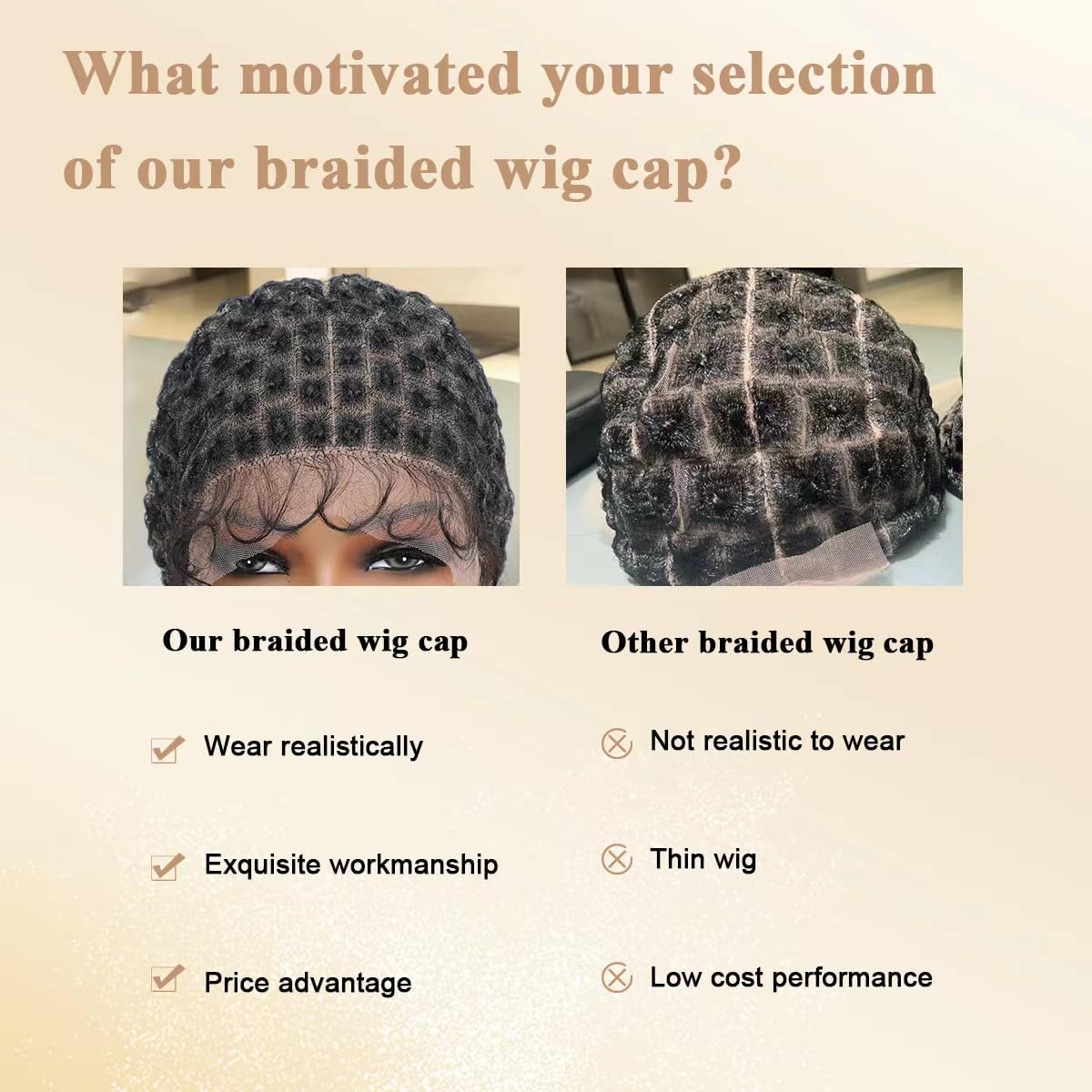 UCABEWEL glueless cap with adjustable straps and clips for a secure, comfortable fit