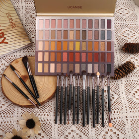 UCANBE 15-Pcs Brush Set image highlighting complete makeup tool kit for blending.