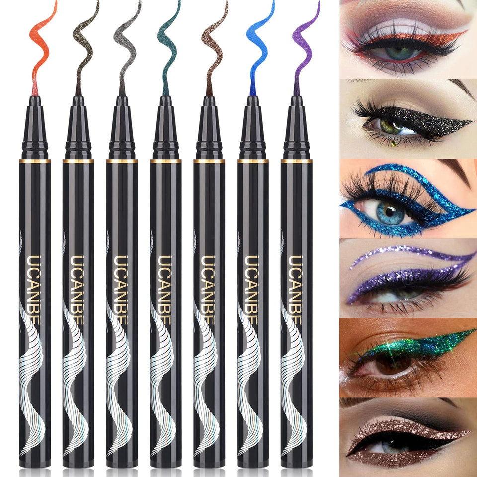 UCANBE 7 Colors Shimmer Eyeliner Set front view for versatile daily and party-ready looks.