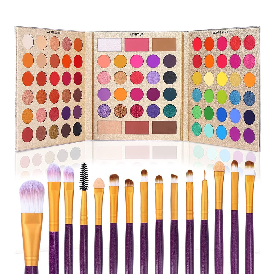 UCANBE 86-color eyeshadow palette close-up showing rich pigments for versatile looks.