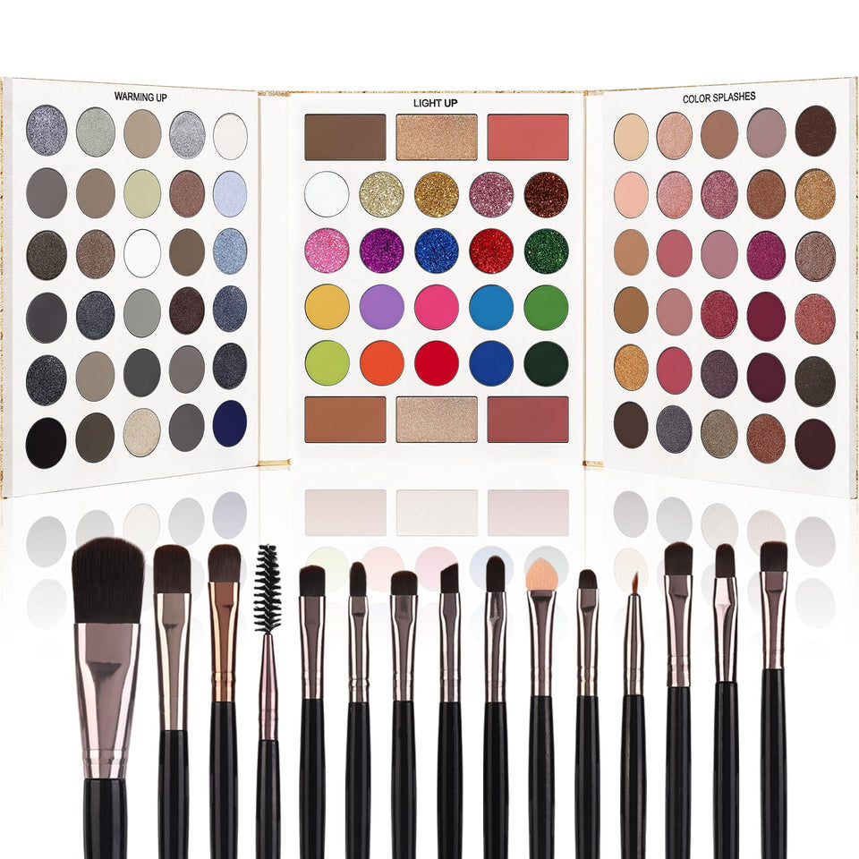 UCANBE 86-color eyeshadow palette with bold and neutral shades for versatile daily looks.