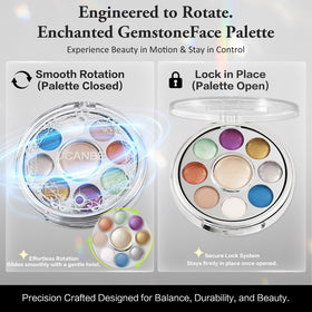 UCANBE Baked Shimmer Shades closeup highlights silky baked texture and reflective payoff