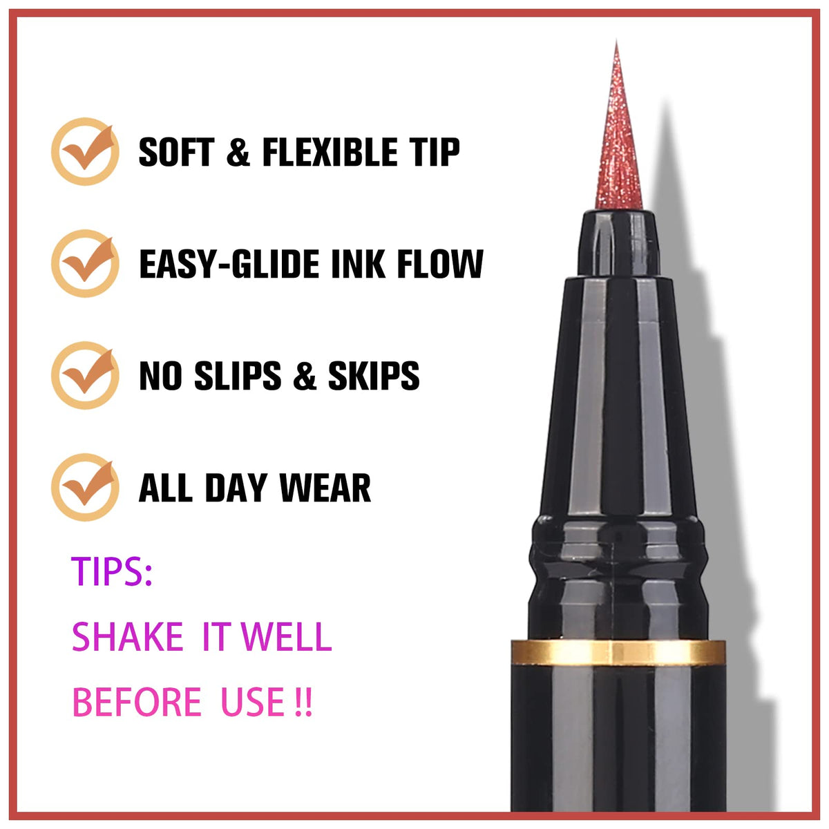 UCANBE blue shimmer eyeliner creates cool metallic accents.