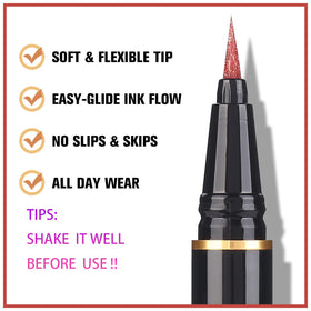 UCANBE blue shimmer eyeliner creates cool metallic accents.